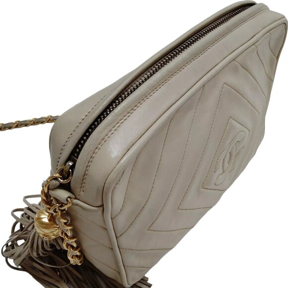 982870AM (S6) Chanel Crossbody Bag White Lambskin - Picture 6 of 11